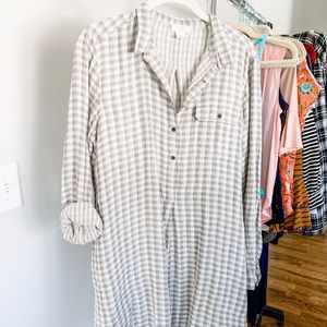 Lott outlet linen plaid swing shirt dress